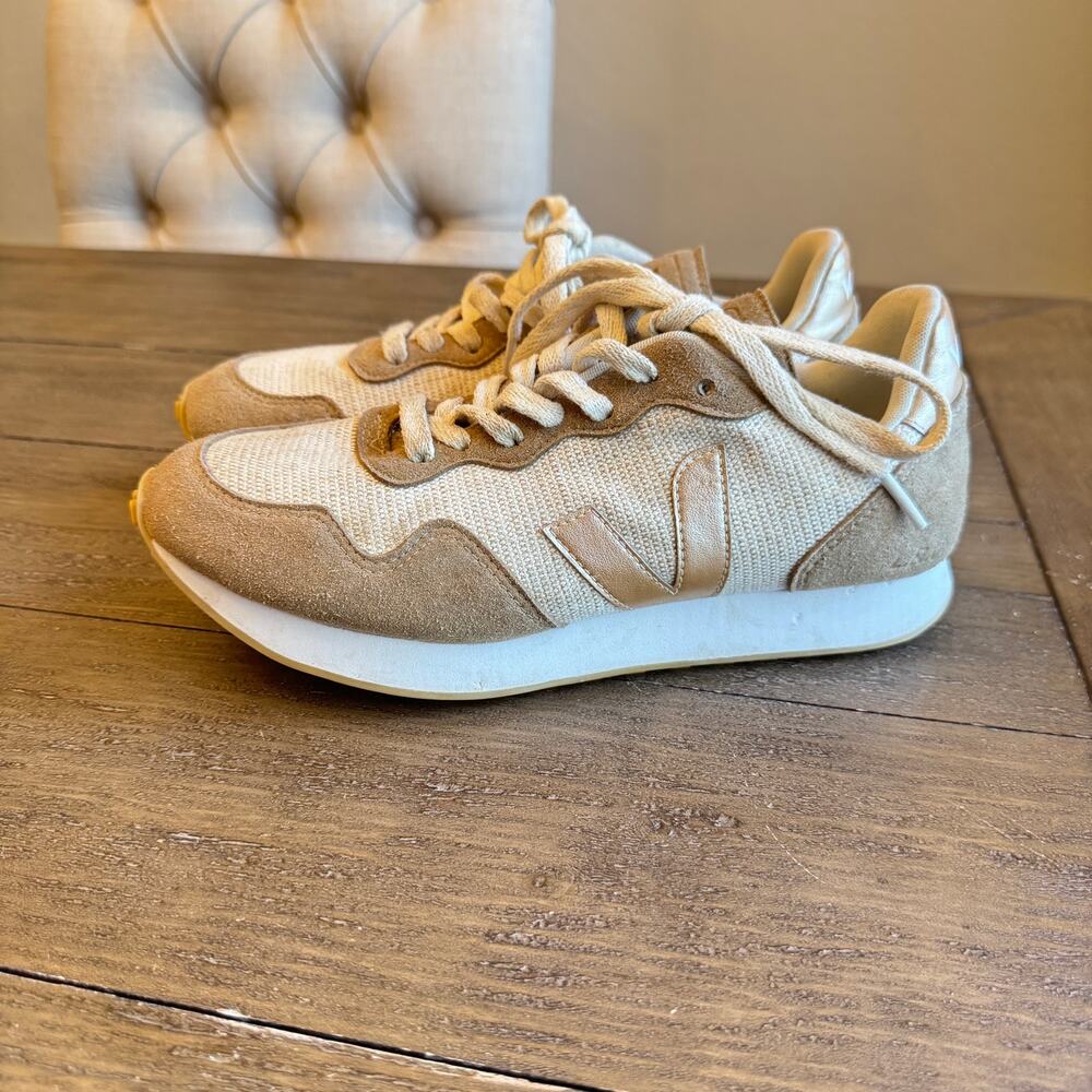 Veja SDU J-Mesh Sneakers Women's US 7 EU 38 Natural Platine Jute Lace Up Tan